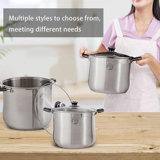Vivicreate Stainless Steel Stock Pot with Lid for Induction Cooking Boiling Pasta Stew Soup Large Capacity Cookware Pots with Handles for Kitchen Spaghetti Olla Olla de Acero Inoxidable (27.5 QT)