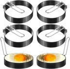 HARFINGTON 6Pcs Egg Rings 3.5" Stainless Steel Nonstick Pancake Cooking Ring for Griddle Frying Eggs Sandwich Omelets Breakfast