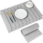 Nuanchu 2pack Large Stone Dish Drying Mat for Kitchen Counter, 23.6"(L)x15.4"(W), Collapsible Diatomaceous Earth Water Absorbing Mat for Dishes Bottles Cups, Match Any Countertop (Light Grey)