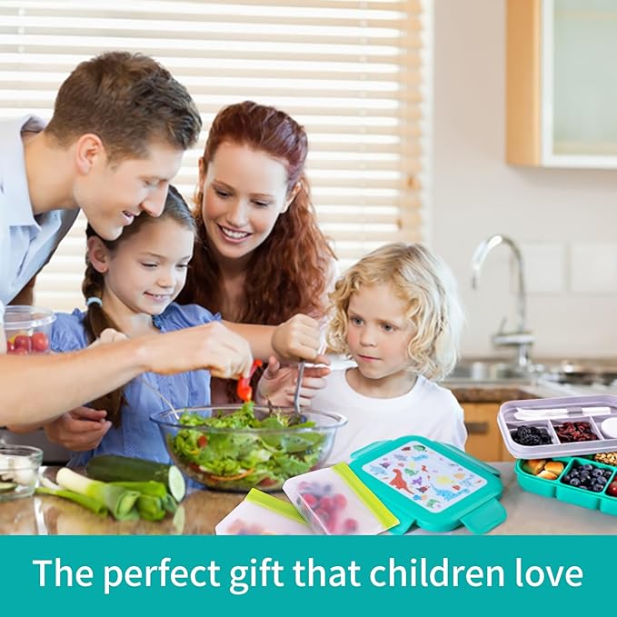 Leak-Proof, 8-Compartment Bento-Style Kids Lunch Box - Ideal Portion Sizes for Ages 6+, Durale, Drop-Proof, Dishwasher Safe, & Made with BPA-Free Materials(Green)