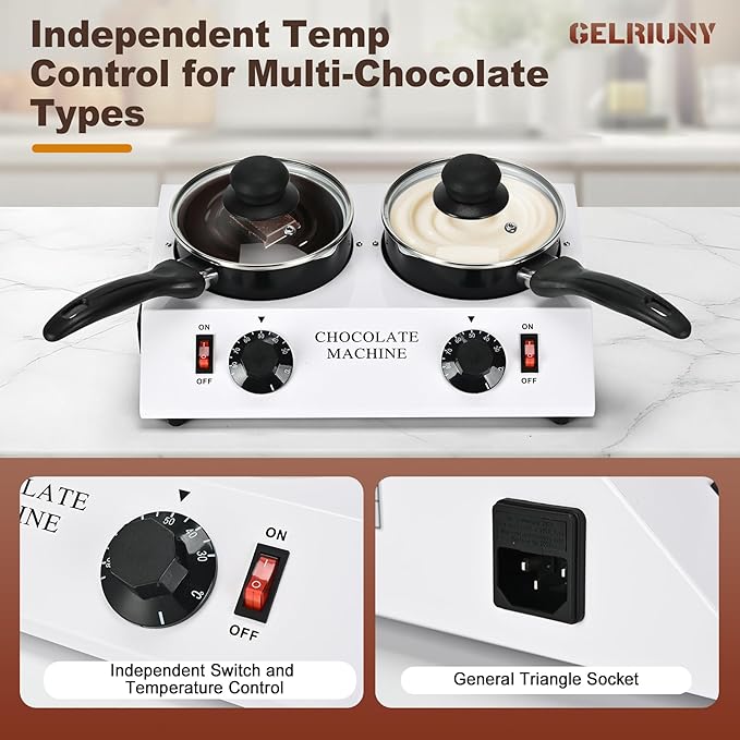 2026 Upgrade Chocolate Melting Machine,2x1L Chocolate Melting Pot with Candy Dipping Tools,Electric Chocolate Tempering Machine for Chocolate,Candy,Butter Making Warming Coffee Milk Wine(80W, 110V)