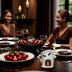 Mini Ceramic Fondue Set: Chocolate Fondue Melting Cup, Cheese Fondue Pot, Candy Mini Fondue Cups with 1 Fork & 1 Scoop - Food-Safe Gift for Parties, Gifts, Cozy Nights (Gold, 5.5 inches)