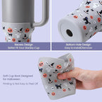 Halloween Boot for Stanley, Silicone Protector Sleeve for Stanley Quencher H2.0 FlowState Tumbler 20oz/30oz/Stanley Adventure Quencher Tumbler 24oz Cup Accessories (Gray)