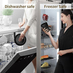 Wheat Straw Dishes Set for 8, Dinnerware Sets 32 piece, Unbreakable Plates, Bowls, Cups Sets for Kitchen Parties Camping RV - Black