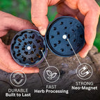 Clear Cut 4 Piece Herb Grinder – 2.75" Manual Dry Herb Grinder, Spice Mill with Transparent Storage Chamber & Diamond-Sharp Teeth, Aluminum Alloy, Portable, Easy-Clean Design