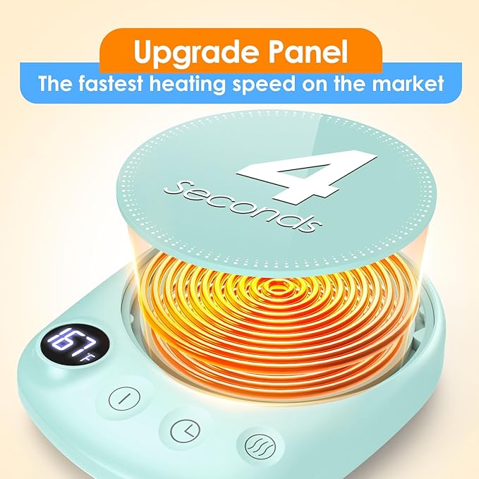 Coffee Mug Warmer - Fastest Heating & Highest Temperature, Coffee Cup Warmer for Desk Auto Shut Off, 4 Temp Settings & 1-12H Timer, Smart Electric Beverage Warmer for Coffee, Tea (Green)