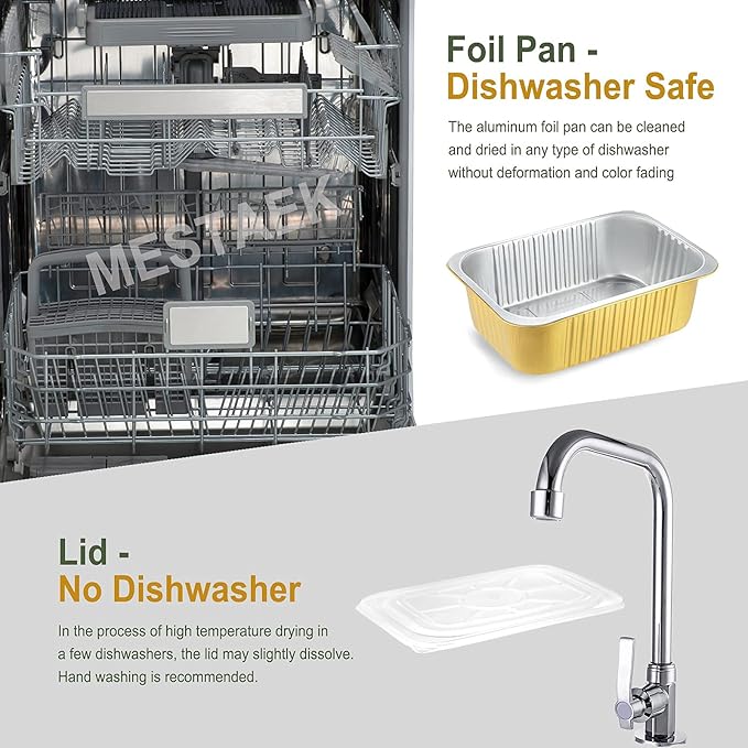 11"x8" Sturdy Foil Pans + Snap-On Lids (5 Pack) | 2X Thicker Heavy Duty Reusable 112oz | Grill Oven Microwavable Pot | 3.3" Deep Disposable Aluminum Tin for Baking, Cooking