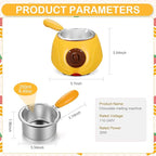 Umigy Electric Melting Chocolate Pot Gift Set Mini Fondue Fountain Pot Kit Chocolate Melting with DIY Mold and Accessories for Candy Christmas Milk Cheese Candy Home(Yellow)