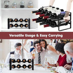 Stackable Wine Rack Countertop, Sturdy Wine Bottle Holder Freestanding for Cabinet, 2 Tier Small Tabletop Wine Holder Stand for Pantry Bar, Wire Wine Bottle Rack Metal Wine Storage Organizers