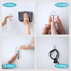 20 Small Hooks+40 Removable Strips, White Wire Hanger Hooks, Heavy Duty with Adhesive Strips, Damage-Free Utility Hooks, No Tools Wall Hook for Hanging, Value Pack