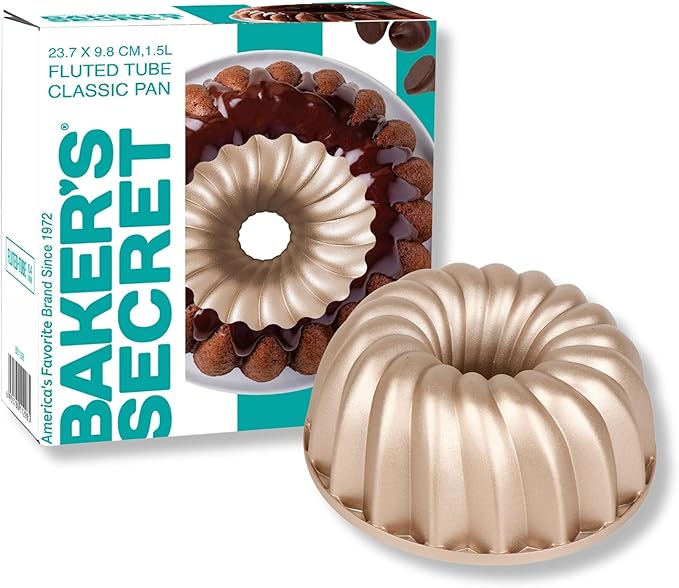 Baker's Secret for Fluted Cake Pan, Fluted Cake Pans, Perfect for Fluted Cakes, Die Cast Aluminum Cake Pans, 2 Layers Non-stick Coating, Novelty Cake Pan - The Cast Aluminum Collection (Classic)