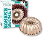 Baker's Secret for Fluted Cake Pan, Fluted Cake Pans, Perfect for Fluted Cakes, Die Cast Aluminum Cake Pans, 2 Layers Non-stick Coating, Novelty Cake Pan - The Cast Aluminum Collection (Classic)