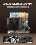 AIRMSEN Automatic Stand Mixer with LED Touchscreen & Timer - 11 Speed Tilt-Head Dough Mixer Fits 5.3QT Bowl & 3-IN-1 Attachments - Kitchen Electric Mixer for Bread Cake Baking - Black and Gray