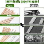 210PCS Wooden Coffee Stirrers, Individually Wrapped, Wooden Beverage Mixer, 5.5" Coffee Stir Sticks-Biodegradable Eco-Friendly Round End Disposable coffee stirrer, For Coffee, Cocktail, Hot Drinks