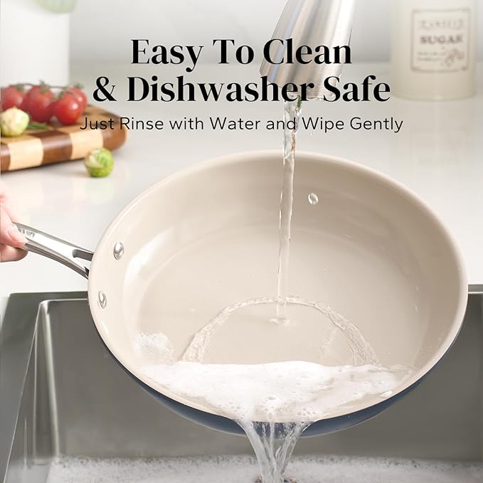 Redchef Nonstick Frying Pan Skillet, Ceramic Non-Stick Saute Pans, 11 inch Cooking Fry Pan with Stay Cool Handle, All Stovetops (Gas, Electric & Induction), Dishwasher/Oven Safe, PFAS-Free (Blue)