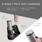 Electric Salt and Pepper Grinder Set Rechargeable, Automatic Salt and Pepper Grinder Set with Oversized Top Button, Stainless Steel Electric Salt and Pepper Shakers Set