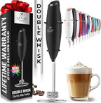 Zulay Kitchen Double Whisk Milk Frother – Handheld Foam Maker for Coffee, Lattes, Matcha, Hot Chocolate & Cappuccinos – Whip Creamy Froth in Seconds, Portable & Easy to Use -
