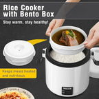 Mini Rice Cooker 1-1.5 Cups Uncooked(3 Cups Cooked), Rice Cooker Small with Bento Box, Removable Nonstick Pot, One Touch&Keep Warm Function, Portable Cooker for Soup Grain Oatmeal Veggie, Black