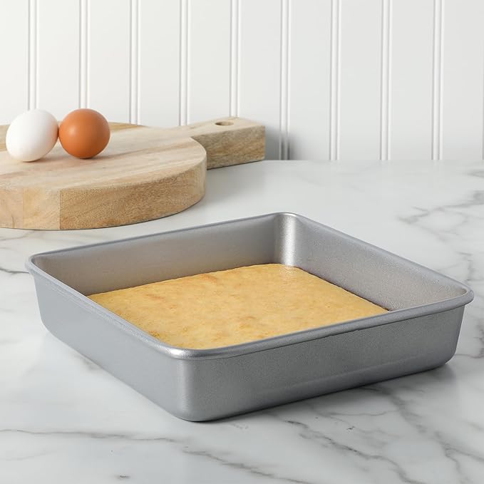 Martha Stewart Gallen 9 Inch Square Nonstick Carbon Steel Cake Pan - Silver
