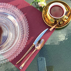 WOLFF - Set of 4 Pearl Beaded Crystal Dinner Plates - Clear Glass Plates, Dinner Accessories, Crystal Kitchen Utensils Set - Luxury Glasswear, Dish Set - Clear, 11 inches