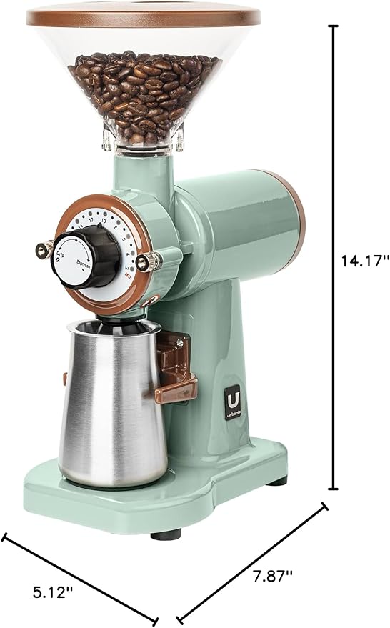 Urbanic 070s Electric Coffee Grinder (110~220v) / flat Titanium burr 60mm / 20 steps can be set (Green) / (Made in Korea)
