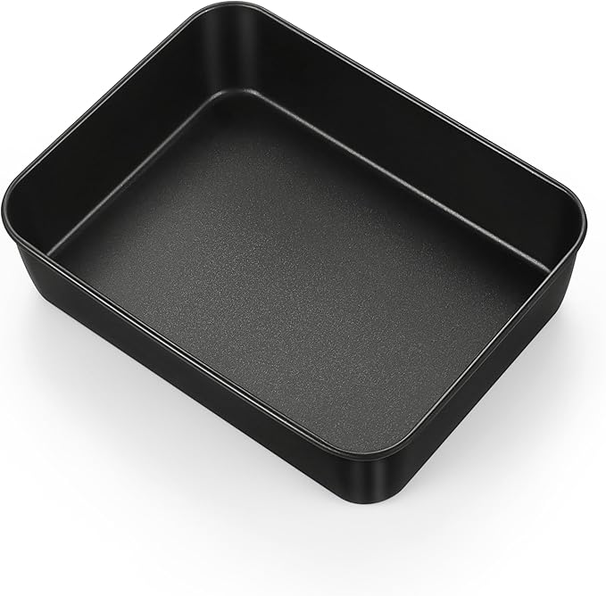 E-far Small Toaster Oven Baking Pan, 9.4 x 7 Inch Nonstick Stainless Steel Rectangle Cake Pan for Baking Brownies Casseroles Lasagna, Stainless Steel Core & Nonstick Coating, Non-toxic & Oven Safe