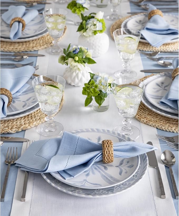 Solino Home Linen White Table Runner 108 Inches Long - 100% Pure Linen 14 x 108 Inch Table Runner for Summer, Fall, Autumn, Halloween - Classic Hemstitch