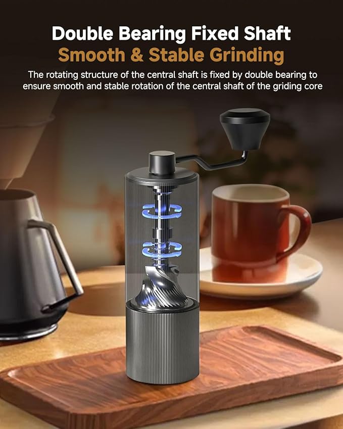 Manual Coffee Grinder,Hand Coffee Grinder with 30 Adjustable Settings,CNC 420 Stainless Steel Espresso Conical Burr-Portable Multi-Bearing Design for Pour Over,French Press & Moka pots