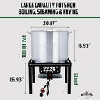 Hike Crew 100QT Outdoor Boiling Kit with Igniter| 110,000 BTU Seafood Boiler Set for Steaming or Cooking Fish, Crawfish, Crab & More | Includes Pot, Lid, Strainer, Burner Stand and Storage Cover