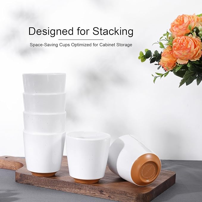 Webbylee 6-piece Melamine Cup - 12 ounce Unbreakable Reusable Drinkware for Party Wedding Camping, Dishwasher Safe & Lightweight (White/Brown)