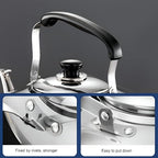 Chandler 1.24 Liter Tea Pots, Vintage Tea Kettle - 0.4mm Stainless Steel Pot - Hard to Dent | Ergonomic Handle with a Cool Grip | Portable Tea Kettle For Camping (Silver Color)