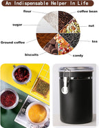 Stainless Steel Food Container with Clear Lids Airtight Storage Container Small Canisters Kitchen Pantry Storage for Cereal, Snacks, Candy, Herbs, Spices, Sugar, Tea (1.8L Dark Black)