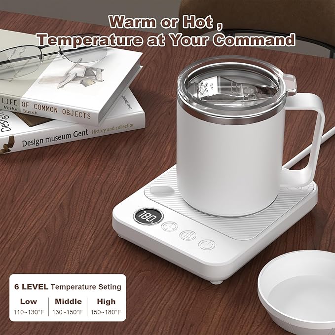 Coffee Mug Warmer for Desk, Electric 36W Coffee Cup Warmer with Auto Shut Off/Timer for Office Home, Smart Coffee Cup Mug Heater for Warming and Heating Beverage,Candle,Tea,Coffee Gifts,White