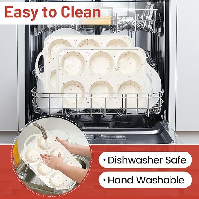 Jumbo Muffin Pan, Metal Reinforced Frame 3.5 Inch Large Silicone Cupcake Pan 6 Cups Large Muffin Pan with Handle Nonstick Jumbo Muffin Tin for Baking Giant Homemade Muffins, Frittatas 1 Pack