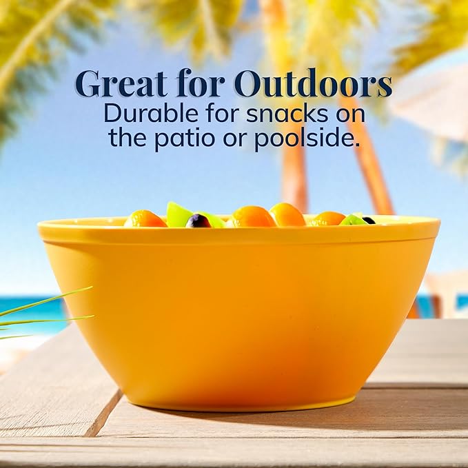 US Acrylic Wheat Straw Unbreakable 28 oz. Stackable Cereal Bowls for Snacks & Ice Cream in Assorted Colors (Set of 8) 6-inch Reusable, BPA-Free, Dishwasher Safe Dinnerware, Made in USA