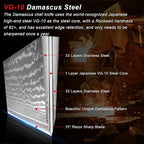 Damascus Chef Knife, Professional Japanese Chef Knife 8 Inch, Kitchen Knife with VG-10 Steel Core and Full Tang G10 Handle, Gift Box