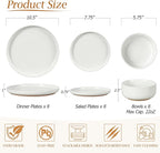 LIANYU 24 Piece Dinnerware Sets for 8, Stoneware Dinner Dishes for Kitchen Dining, Elegant Plates and Bowls Sets, Safe & Healthy Clay, Oven & Dishwasher Safe, Snowy White