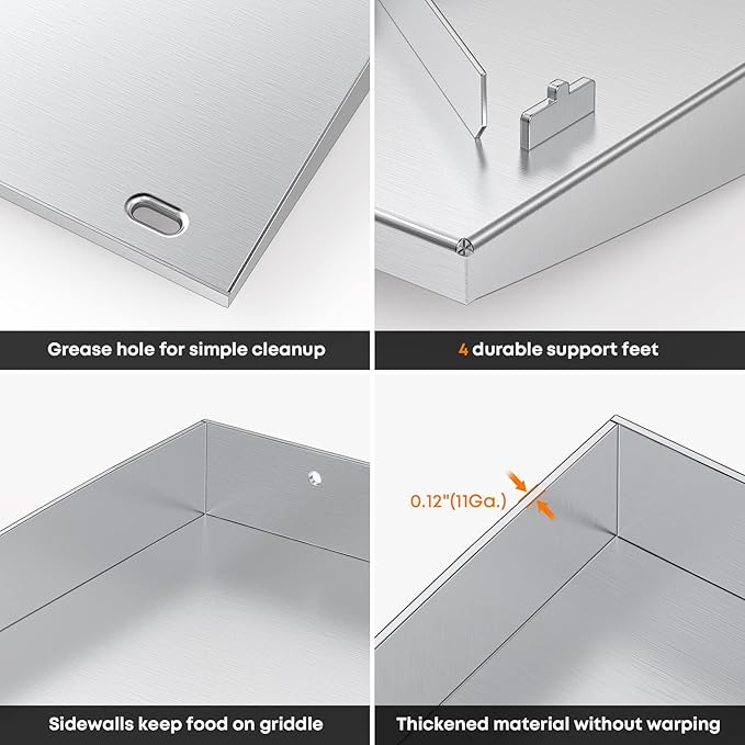 Stanbroil Stainless Steel Griddle Top for Cuisinart CGG-501 Gourmet 2-Burner Gas Grill, 19.5" Griddle Replacement Top with Front Grease System