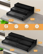 Spice Rack Organizer, 3 Tier Expandable Bamboo Spice Rack Organizer, Great for Kitchen Cabinet, Cupboard, Pantry and More-Black