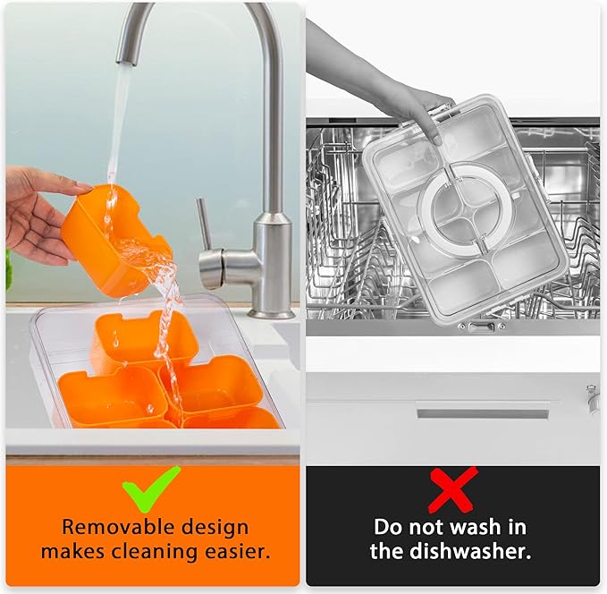 Divided Snack Serving Tray with Lid and Handle Travel Snackle Charcuterie Container Portable Storage Organizer for Candy, Fruits, Nuts, Snacks, Party, Picnic (1pack, Orange)