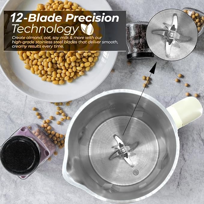 8-in-1 Automatic Soy Nut Milk Maker,40oz Soy Milk Maker for Homemade Almond,Oat,Soy Milk,Rice Paste,Complementary Food,Juice,Milk Maker Machine with Delay Start/Keep Warm/Self Clean/Boil Water
