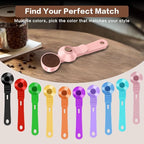 2-in-1 Coffee Scoop with Funnel, 2 Teaspoon Measuring Spoon for Reusable K Cups, Ground Coffee, Protein Powder & Tea, Mess-Free Plastic Design (Pink)
