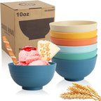 Handy Wheat Straw Bowls Set of 6,Unbreakable Ice-Cream Bowls Sets for Kids,10oz Small Dessert Bowls for Kitchen,Camping and RV.Vibrant Series