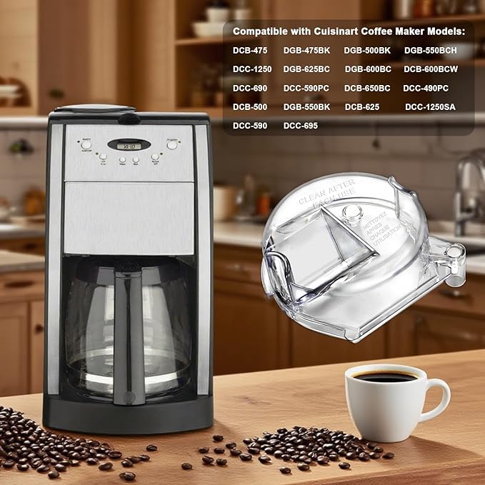 Clear Grinder Assembly Lid Compatible with Cuisinart Coffee Grinder Maker Models DGB-500 DGB-500BK DGB-600 DGB-600BCC DGB-625 Replace#: DGB-500GLID