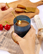 YOUBET 24PCS Plastic Drinking Glasses - 14OZ Blue Hobnail Drinkware Glasses - Vintage Glassware Textured Beaded Cups for Water, Beer, Whiskey, Juice and Various Mixed Drinks