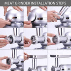 VIVOHOME 3 in 1 Multifunctional Stand Mixer with 6 Quart Stainless Steel Bowl, 650W 6 Speed Tilt-Head Meat Grinder, Juice Blender, Silver