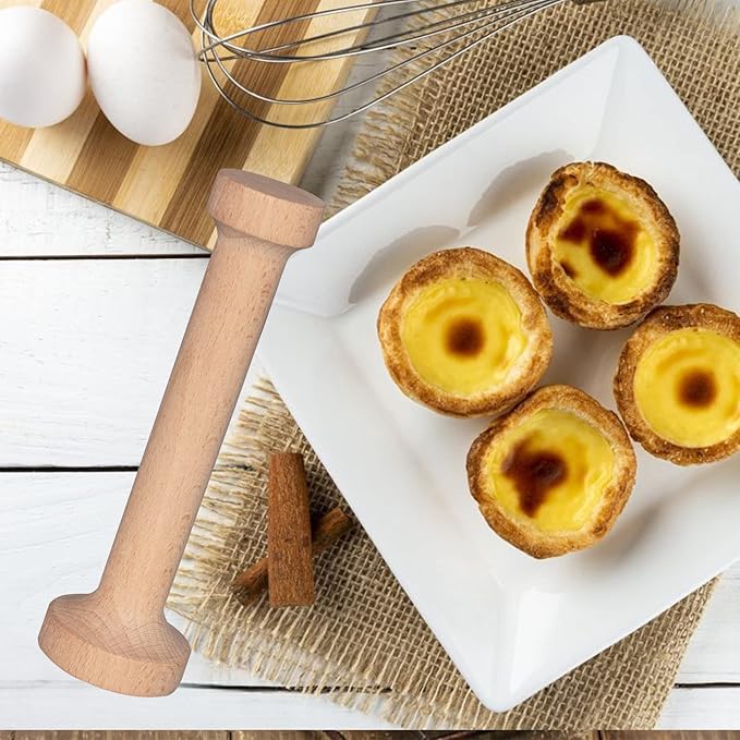Wooden Tart Tamper Set, Double Side Pie Pastry Dough Tamper, Egg Tart Pan Mold DIY Cake Pastry Baking Tool for Mini Egg Tart, Cheesecakes, Pasta and Dessert Baking (3 Pieces)