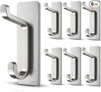 Self Adhesive Wall Hooks for Hanging: Extra Strong 13 LB, Hook for Coat, Towel in Bathrooms, Shower, Kitchen, Wall, Door Hook, Nickel Silver 6 Pack