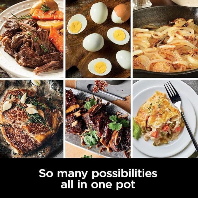 Ninja Foodi PossibleCooker PRO MC1000 8.5Qt Multicooker 8 in 1 Slow Cooker, Dutch Oven, Steam Bake Roast Sear Sauté Bread Maker Warmer, Glass Lid, Integrated Spoon, Nonstick (Cherry)