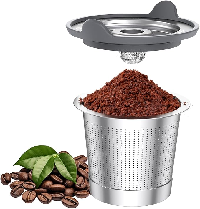 ComfortGrip™ Reusable K Cups – 1-Pack Stainless Steel Coffee Pods with Anti-Scald Silicone Lid, BPA-Free, Easy-Clean Filter – Compatible with Keurig 1.0 Only (Not for 2.0)